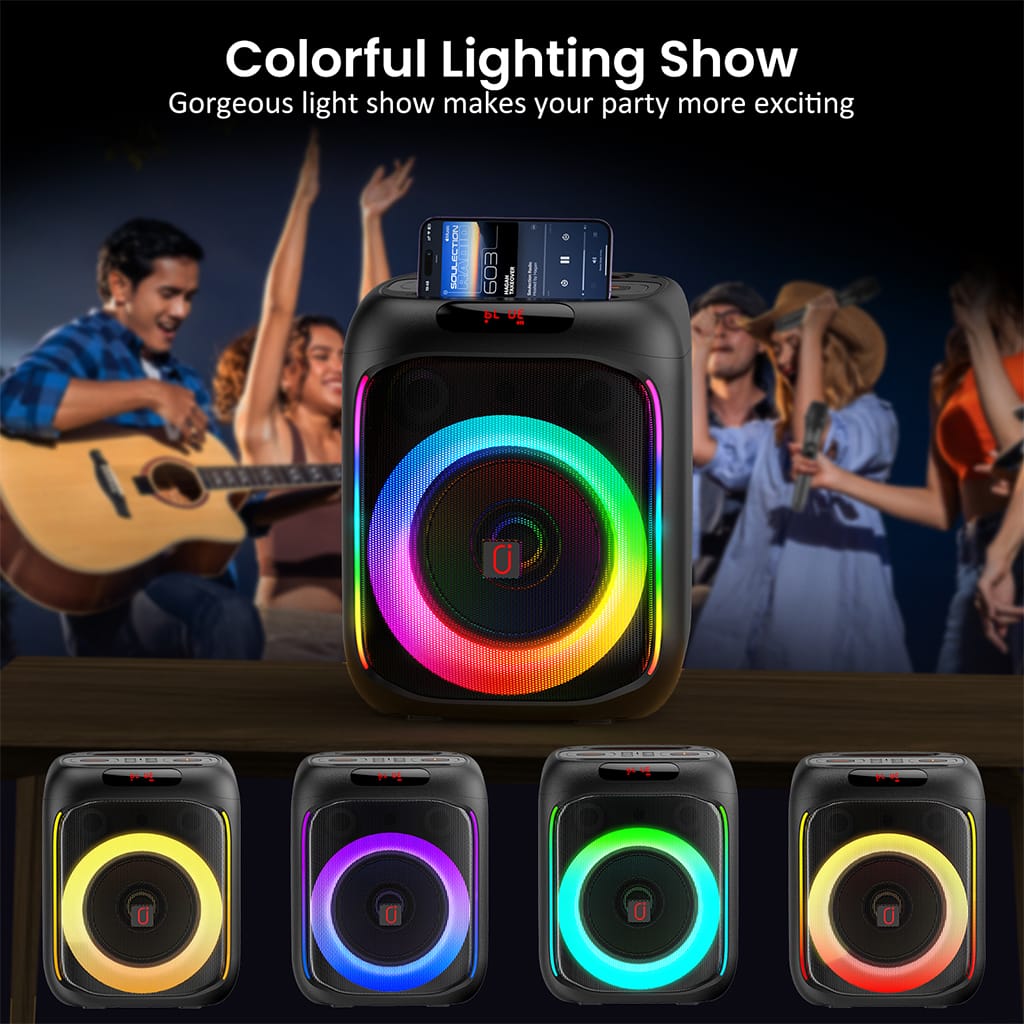YX T16T karaoke machine with Bluetooth and microphone. Colorful lighting show makes your party more exciting.