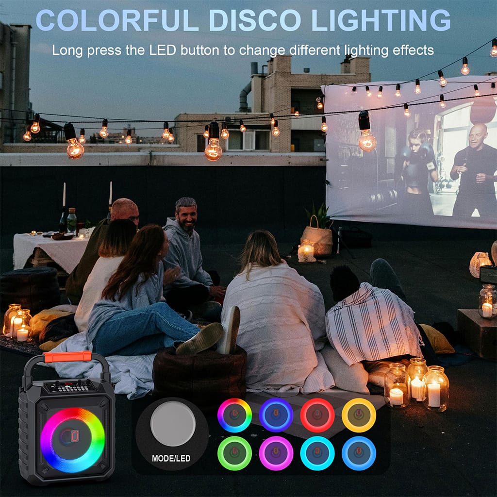 JYX T17 karaoke machine with Colorful Disco Lighting