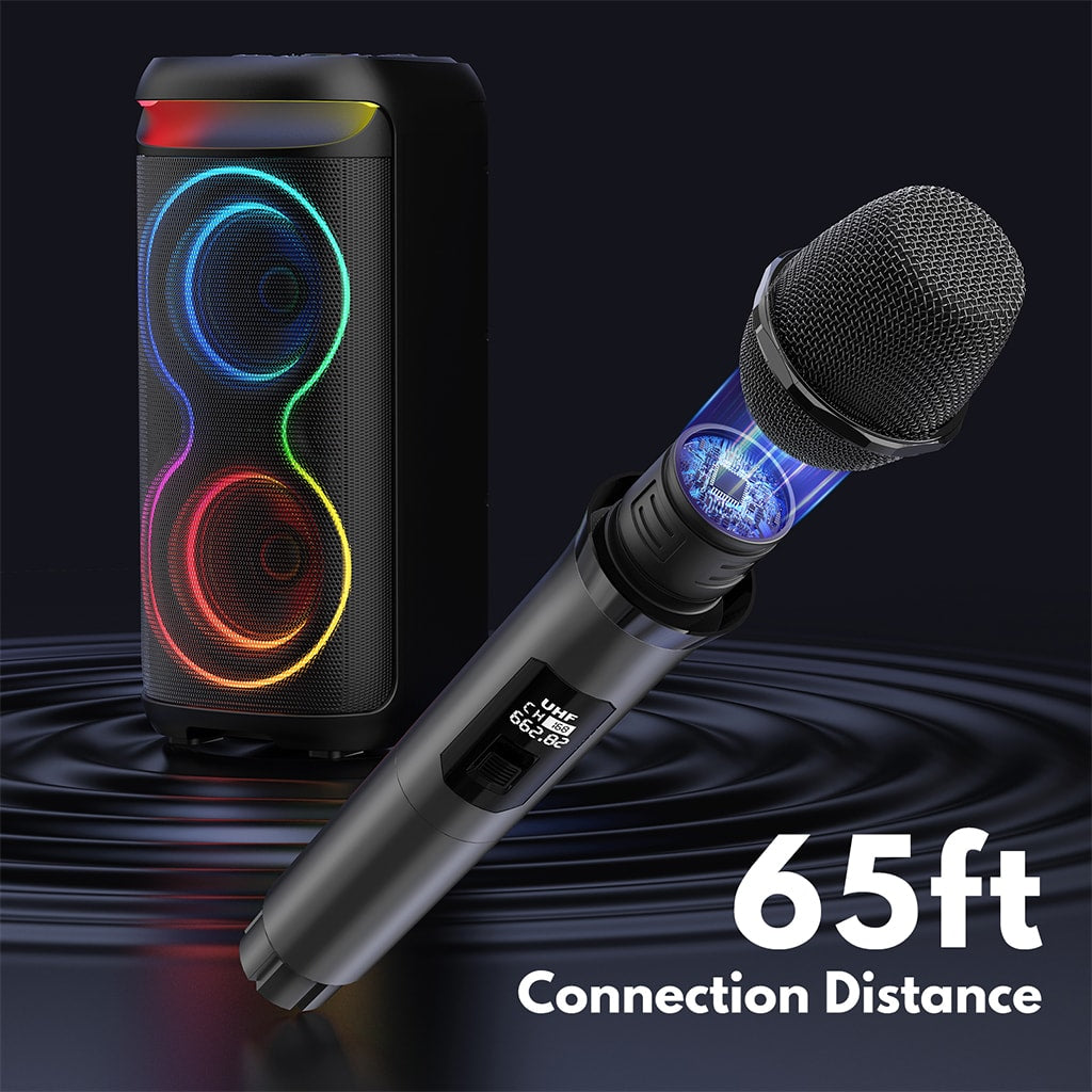  JYX T20 karaoke machine comes with two long-range microphones for wide area coverage