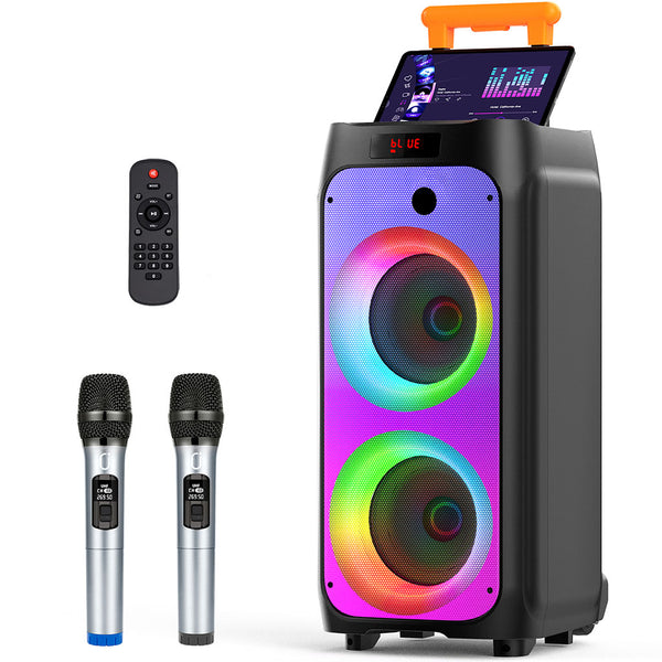 JYX 500-watt Karaoke Machine T8 with 2 Wireless Microphones for ...