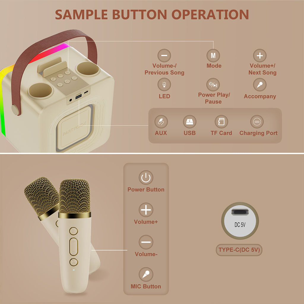 The JYX D55 karaoke box for parties, showing the operation of buttons on its function panel.