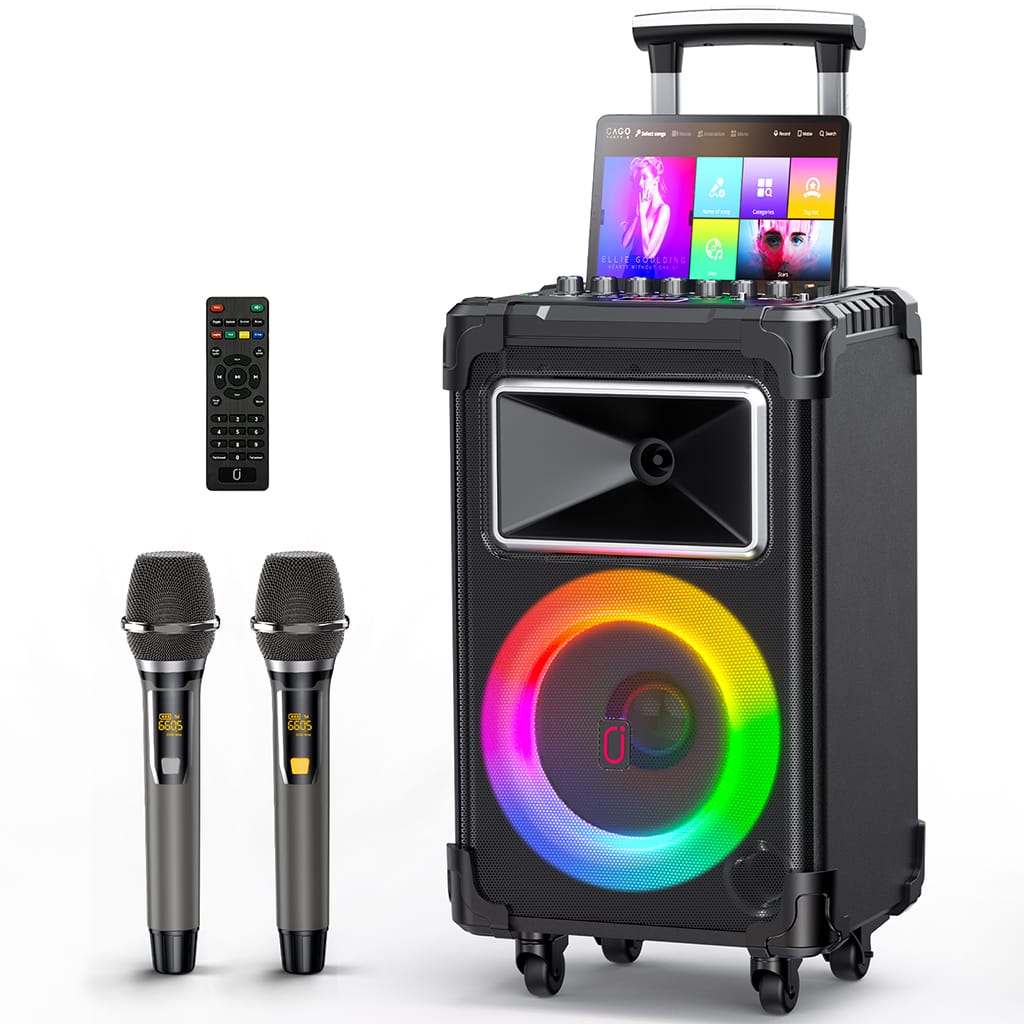 JYX Karaoke Machine With Vocal Elimination 2 Wireless Microphones