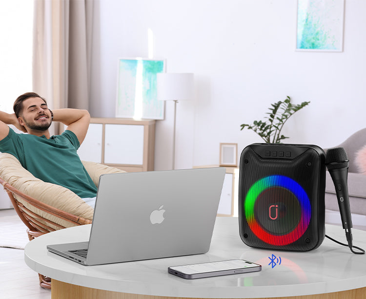  JYX D18 Karaoke Speaker doubles as a Bluetooth speaker for high-quality music enjoyment.