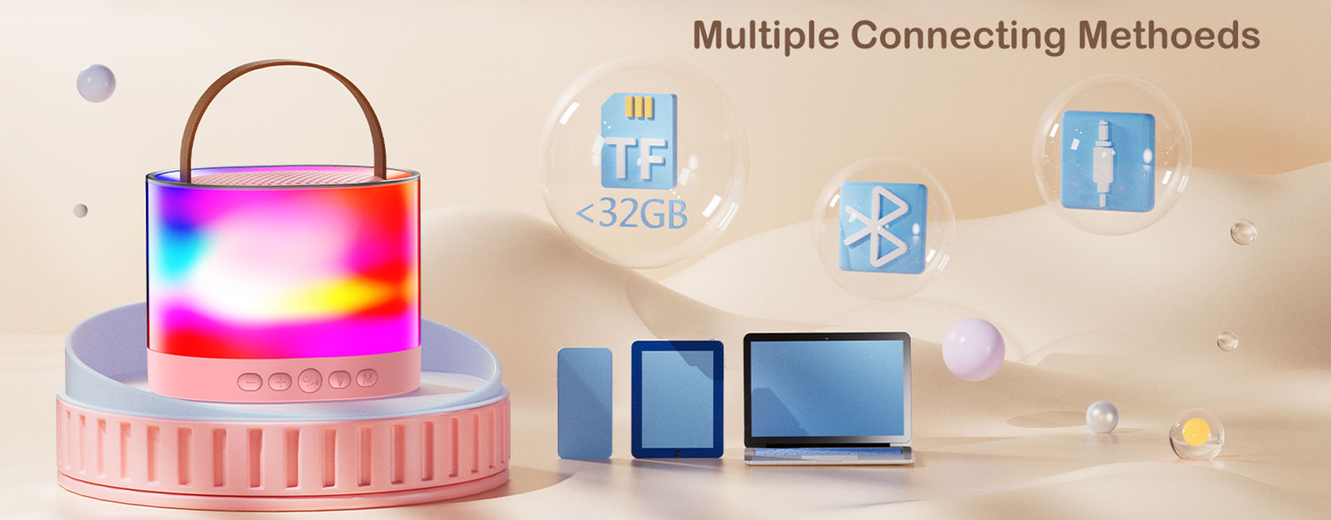 JYX D23 Mini Karaoke for Kids with Wireless Microphones. Multiple connecting methods, TF<32GB.