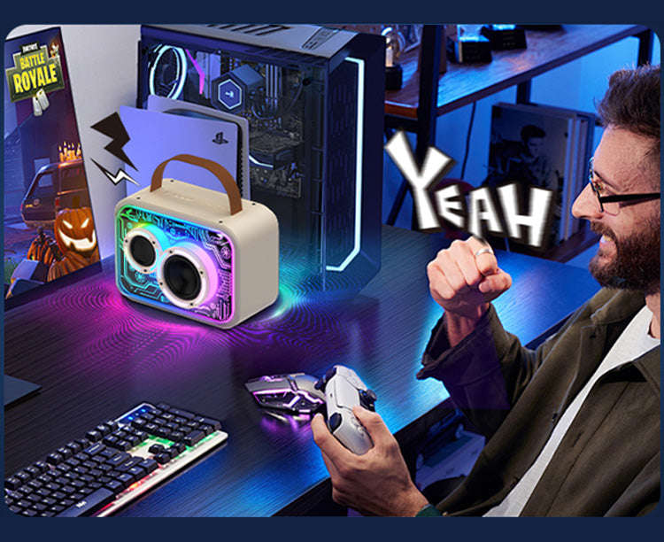 JYX D30 Karaoke Machine with Bluetooth and Wireless Mic, perfect for gaming enthusiasts.