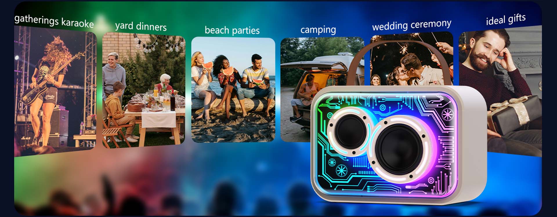 JYX D30 Karaoke Machine with Bluetooth and Wireless Mic for gatherings, yard dinners, beach parties, camping, wedding ceremonies, and ideal gifts.