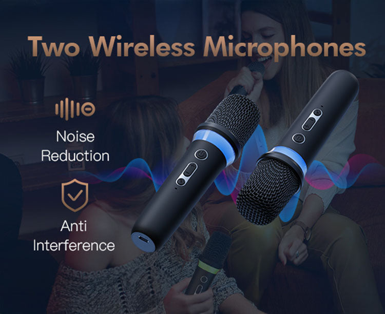 The JYX D51 is a portable outdoor Bluetooth speaker with two wireless microphones. It features anti - interference and noise reduction technology, ensuring clear audio during outdoor use.