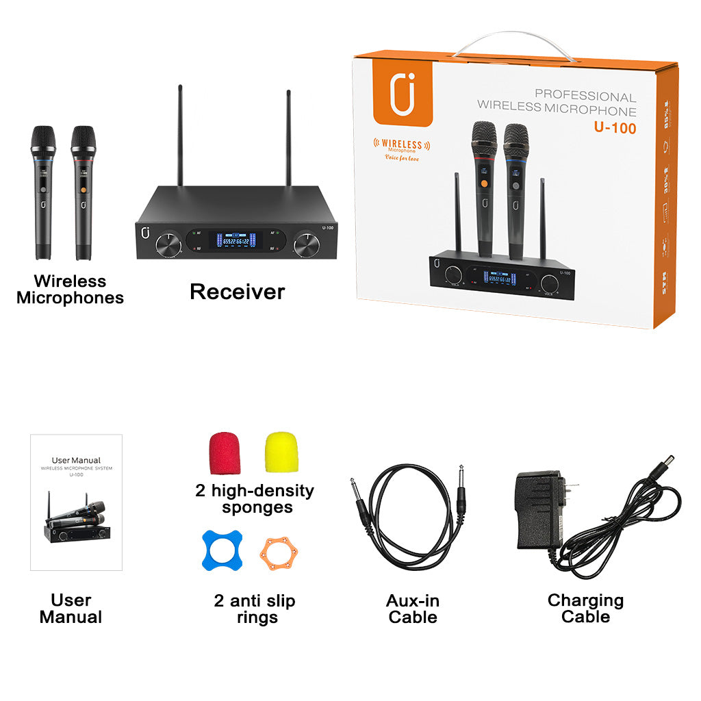 jyx ms001 wireless microphone system packinng accessories