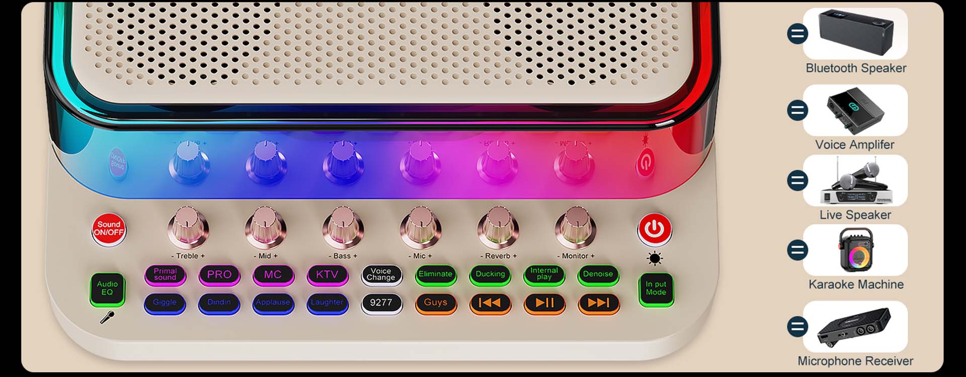 JYX S1 live sound card karaoke machine. Functions equivalent to Bluetooth speaker, voice amplifier, live speaker, karaoke machine, microphone receiver.
