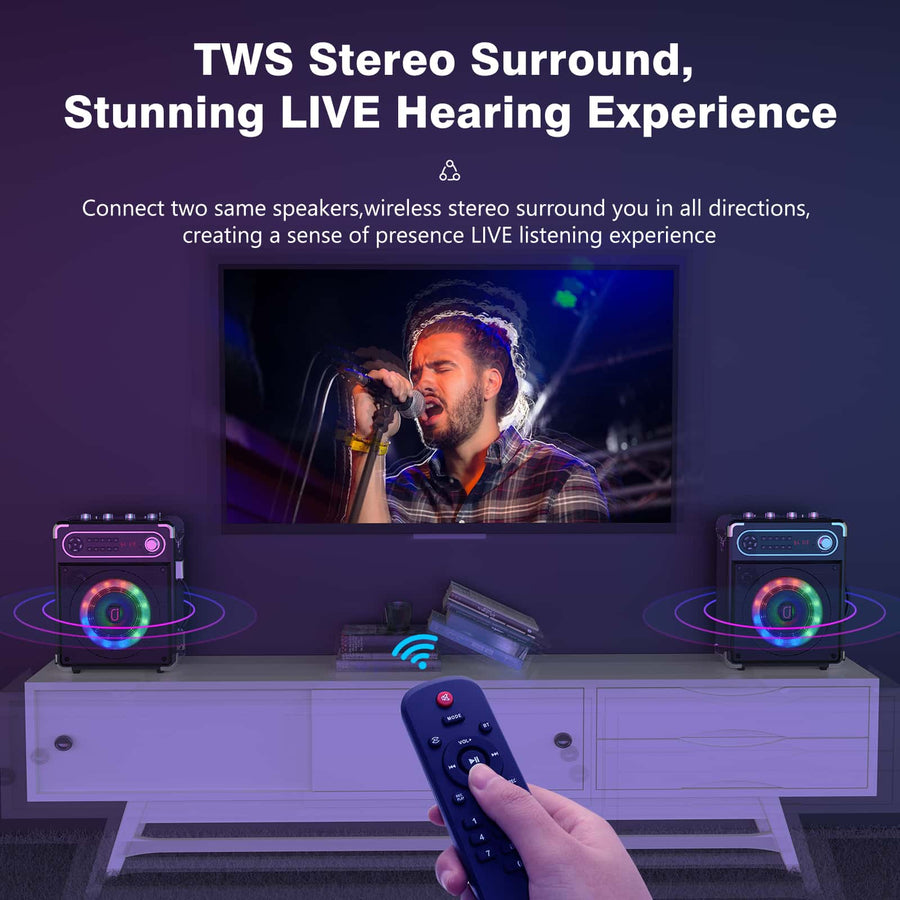 JYX S55 Karaoke Machine with Two Wireless Microphones with Bluetooth