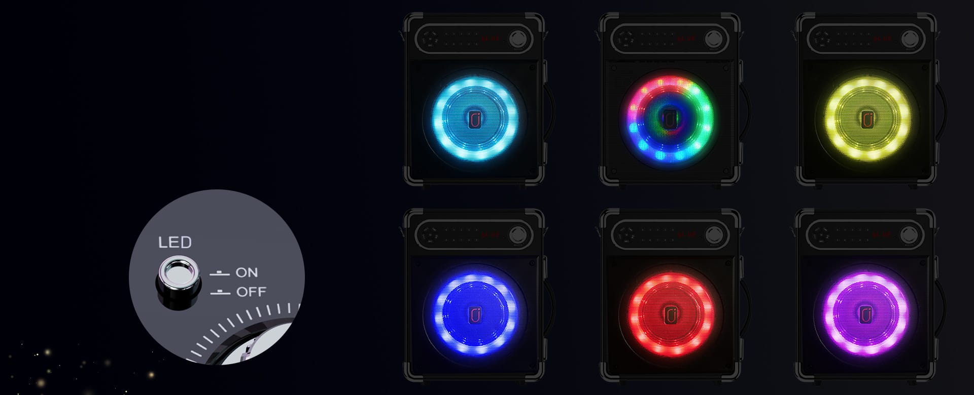 6 light modes and LED light botton of JYX S55 karaoke machine with light