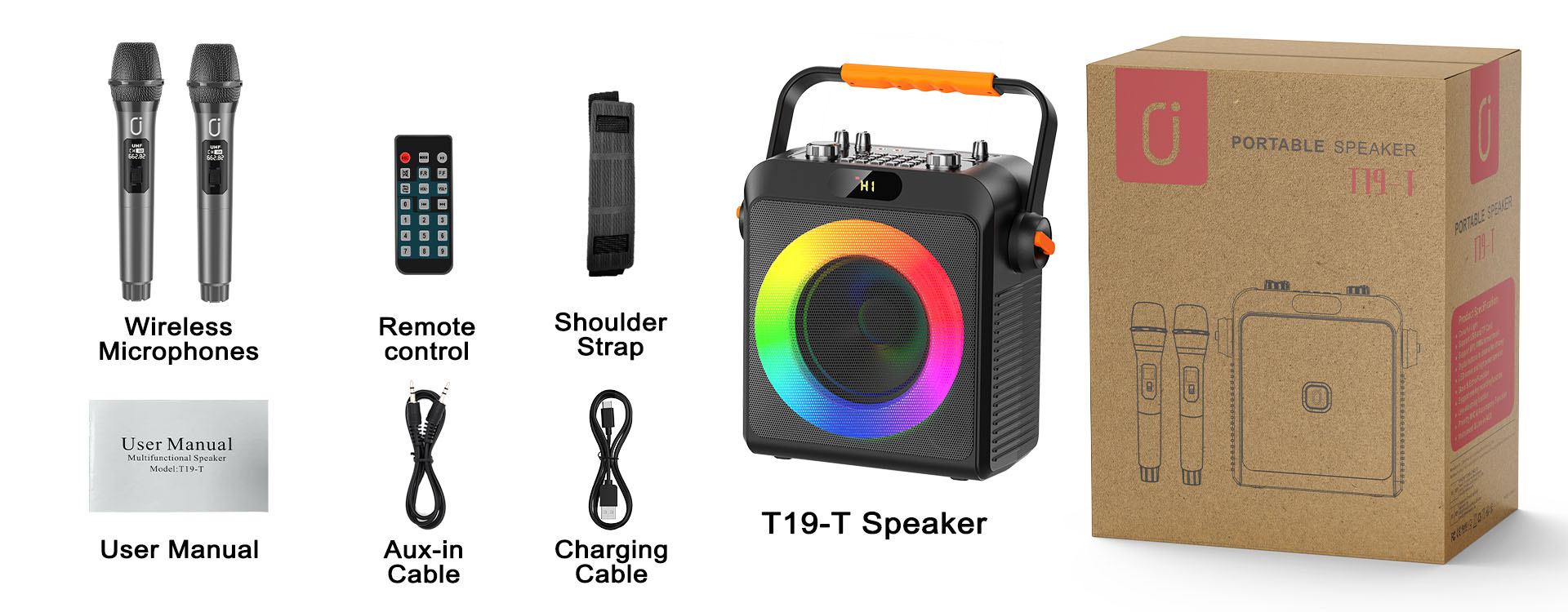 jyx t19 karaoke machine packinng accessories