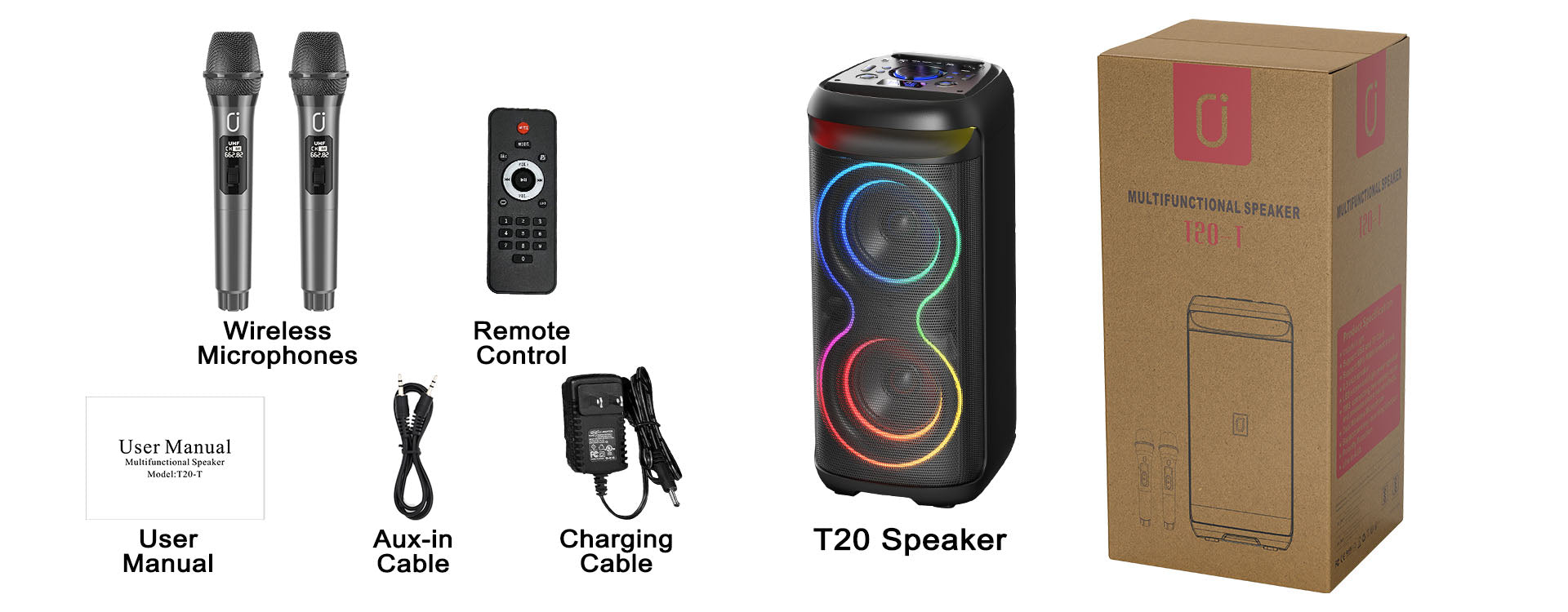 jyx t20 karaoke machine packinng accessories