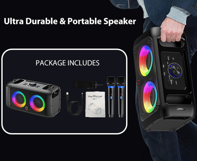 Ultra Durable & Portable Speaker for JYX T20T Portable Karaoke Machine with 2 wireless mics. 