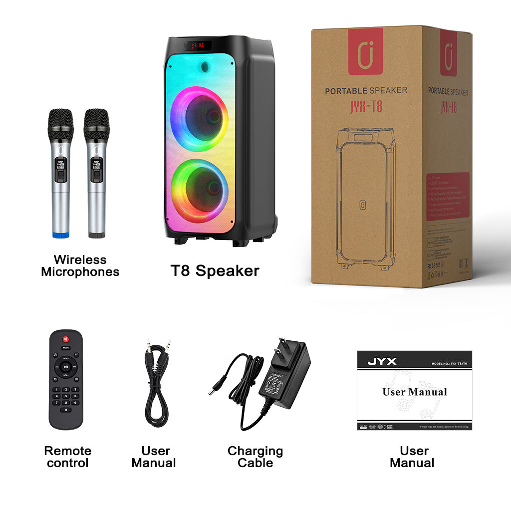jyx t8 karaoke machine packinng accessories
