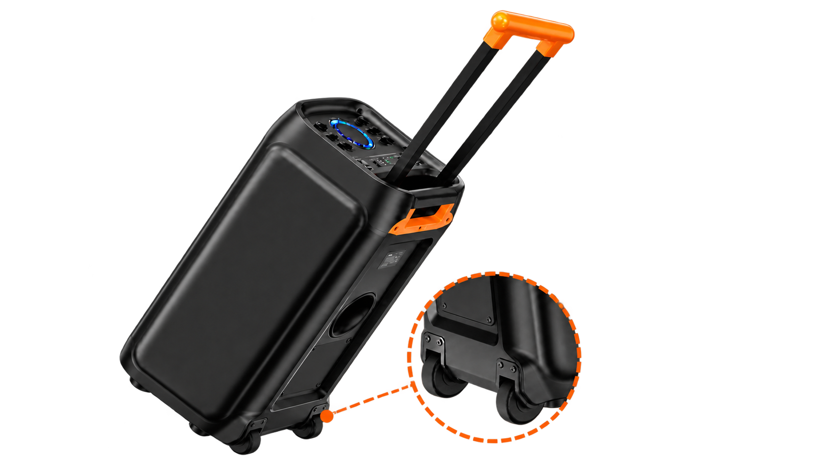 jyx-t9-500w-pa-karaoke-speaker-with-telescoping-handle-and-silent-wheels-for-easy-transport-between-parties