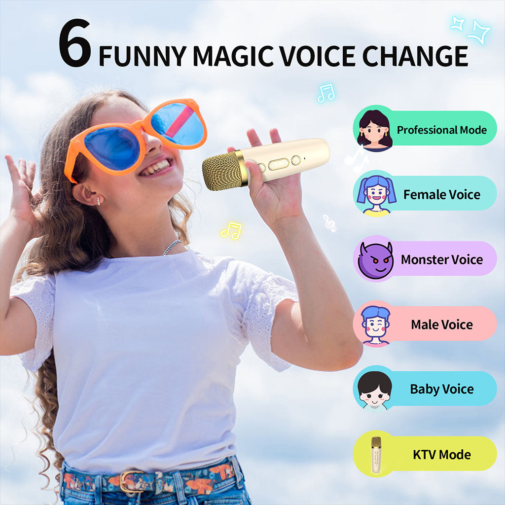 The JYX D37 karaoke machine for adults and kids offers 6 funny magic voice changes, including professional, female, monster, male, baby, and KTV modes, adding fun to karaoke times.