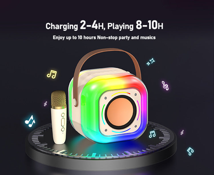 The JYX D37 karaoke machine for adults and kids requires 2 to 4 hours of charging and can play for 8 to 10 hours. You can enjoy up to 10 hours of non-stop party and music with this device.