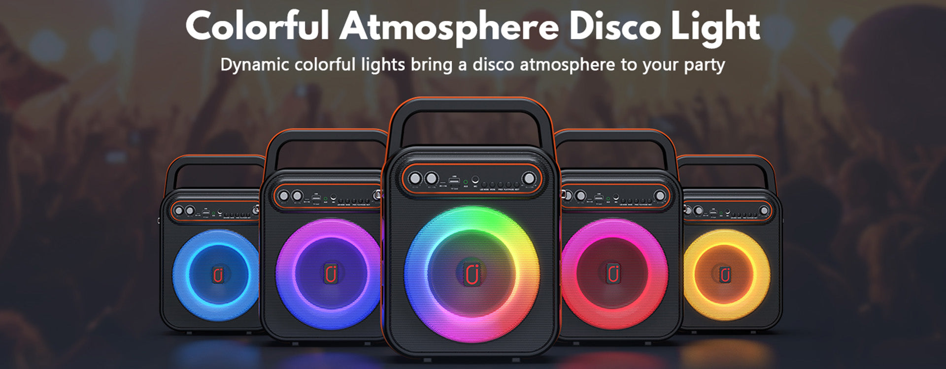 The JYX S67 karaoke machine features colorful atmosphere disco lights. These dynamic, colorful lights effectively create a lively disco atmosphere, enhancing the fun of your party.