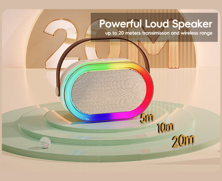 D35 kids' karaoke machine with powerful loudspeaker and 20-meter wireless range.