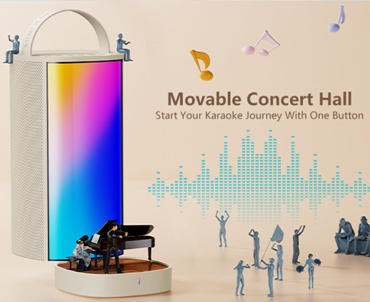 JYX D31 portable karaoke machine with 2 wireless mics, start your karaoke journey with one button and enjoy a movable concert hall experience.