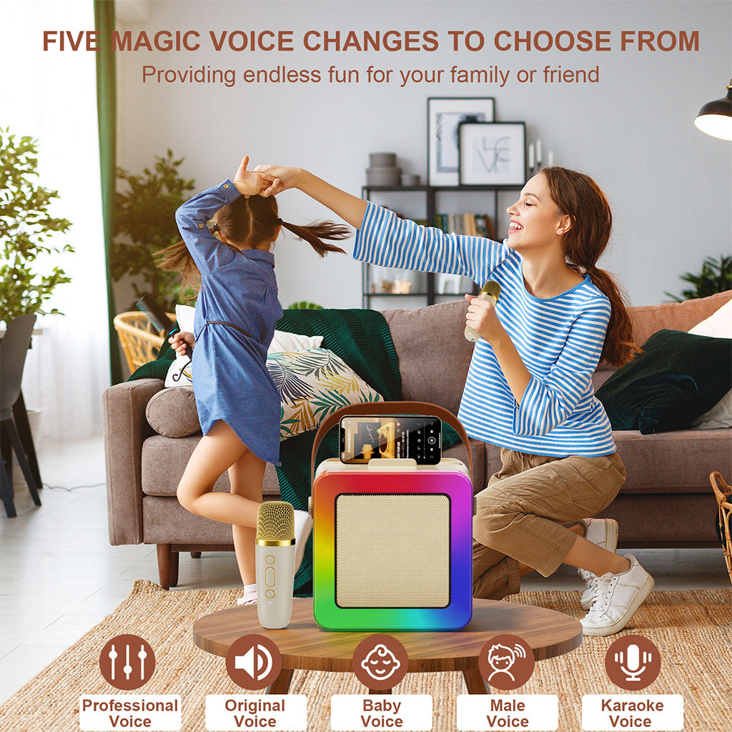 The JYX D55 karaoke box for parties provides five magic voice - change options: Professional Voice, Original Voice, Baby Voice, Male Voice, and Karaoke Voice, bringing endless fun to your family or friends.