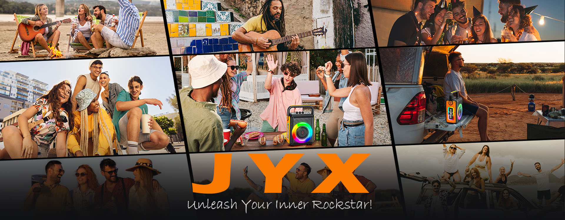 A JYX S65 portable outdoor Bluetooth speaker with 2 wireless units. JYX encourages you to unleash your inner rockstar with this amazing speaker.