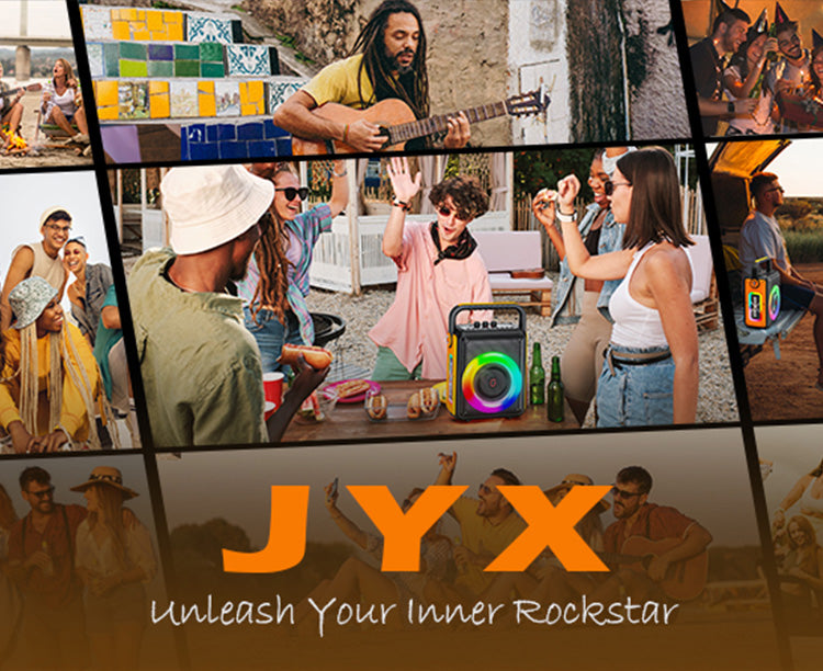 A JYX S65 portable outdoor Bluetooth speaker with 2 wireless units. JYX encourages you to unleash your inner rockstar with this amazing speaker.