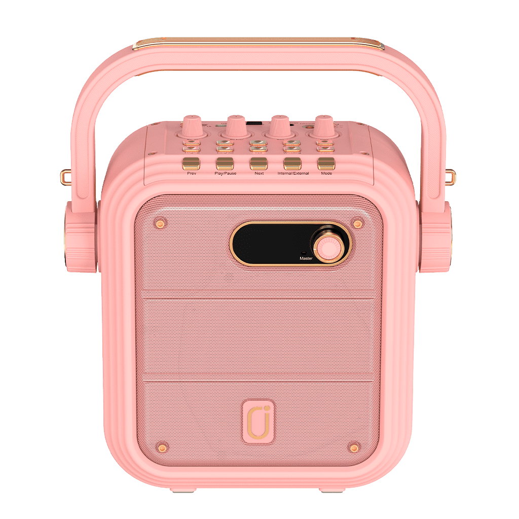 JYX TX02 portable karaoke speaker in pink - front view